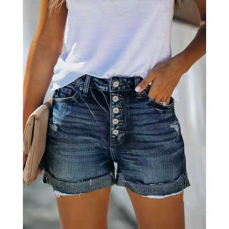 Pantalones cortos de mezclilla de talle alto para mujer