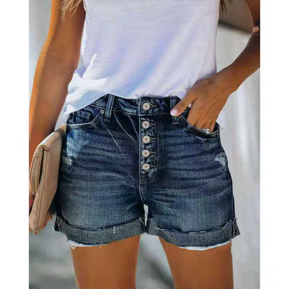 Short en jean taille haute pour femme