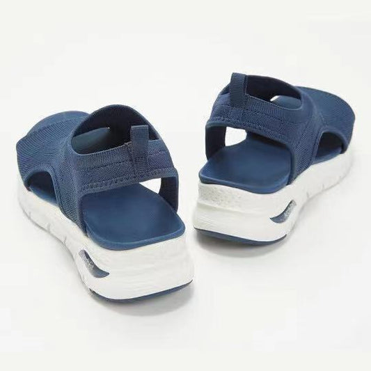 Fish Mouth Flying Woven Viscose Shoes Flat Solid Color Sandals