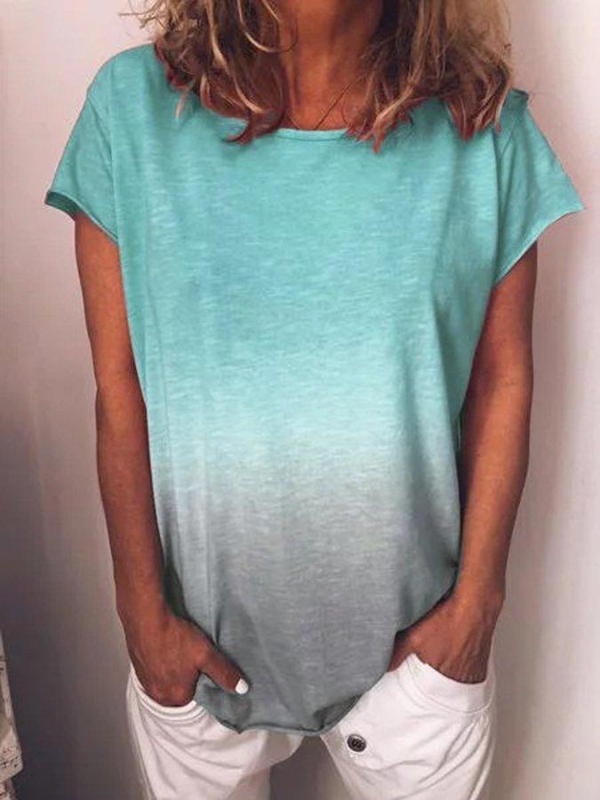 Camiseta de color liso con estampado degradado arcoíris