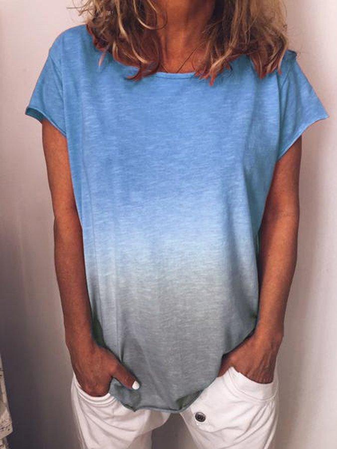Camiseta de color liso con estampado degradado arcoíris