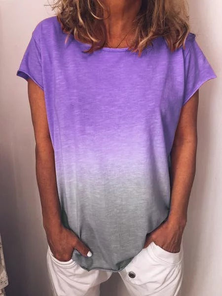 Camiseta de color liso con estampado degradado arcoíris