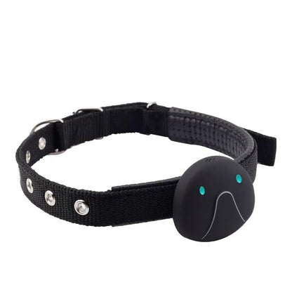 Mini Pet Smart Wearable Locator by AdTec, black nylon collar with round locator module