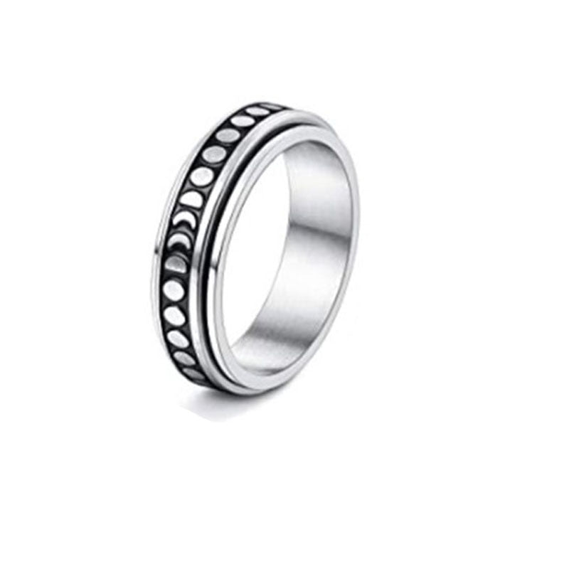 Anillo giratorio de acero inoxidable Luna Estrellas Alivia la ansiedad