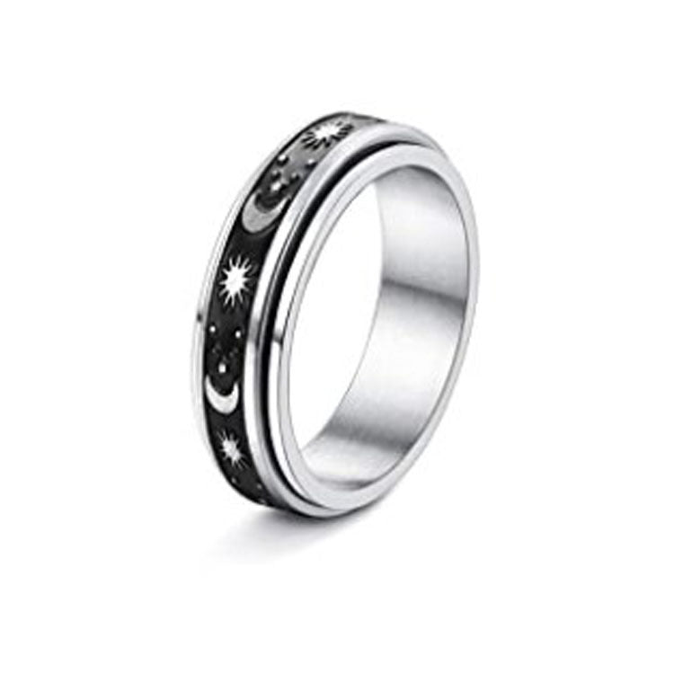 Anillo giratorio de acero inoxidable Luna Estrellas Alivia la ansiedad
