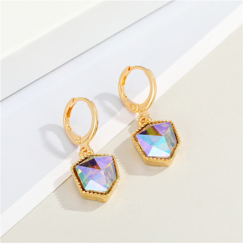 Nouvel ensemble de boucles d'oreilles et collier pendentif en cristal coloré en résine et pierre Hao