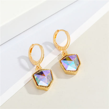 Nouvel ensemble de boucles d'oreilles et collier pendentif en cristal coloré en résine et pierre Hao