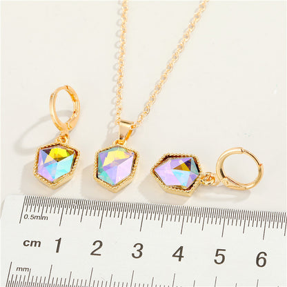 Nouvel ensemble de boucles d'oreilles et collier pendentif en cristal coloré en résine et pierre Hao