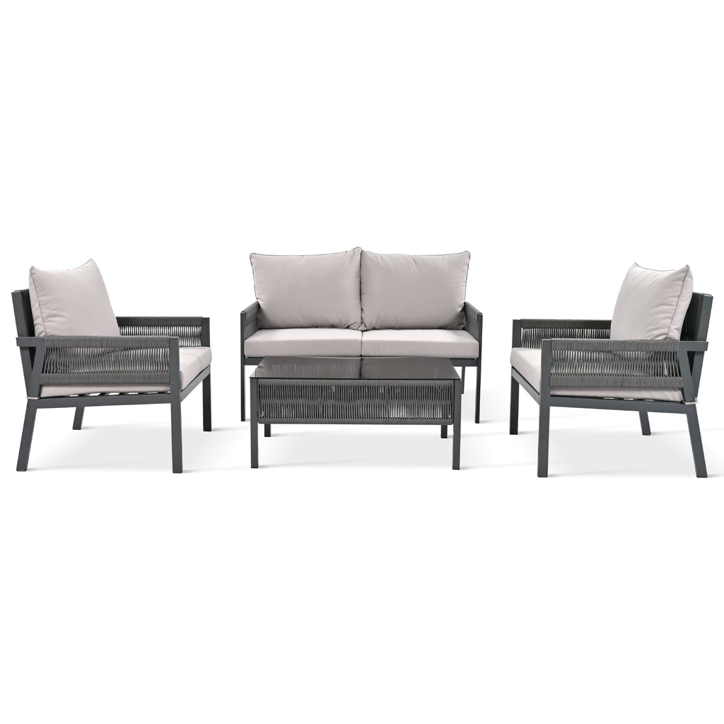 Outdoor Furniture with Tempered Glass Table