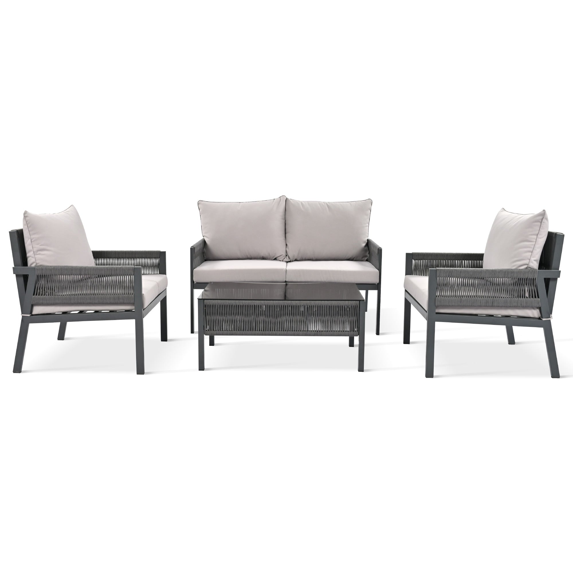 Outdoor Furniture with Tempered Glass Table