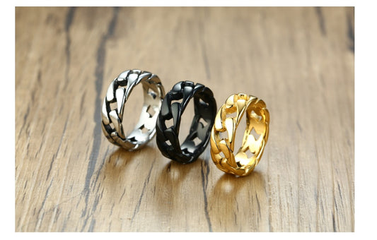 Bague pour homme locomotive de marée en option trois couleurs texture tridimensionnelle bague de personnalité