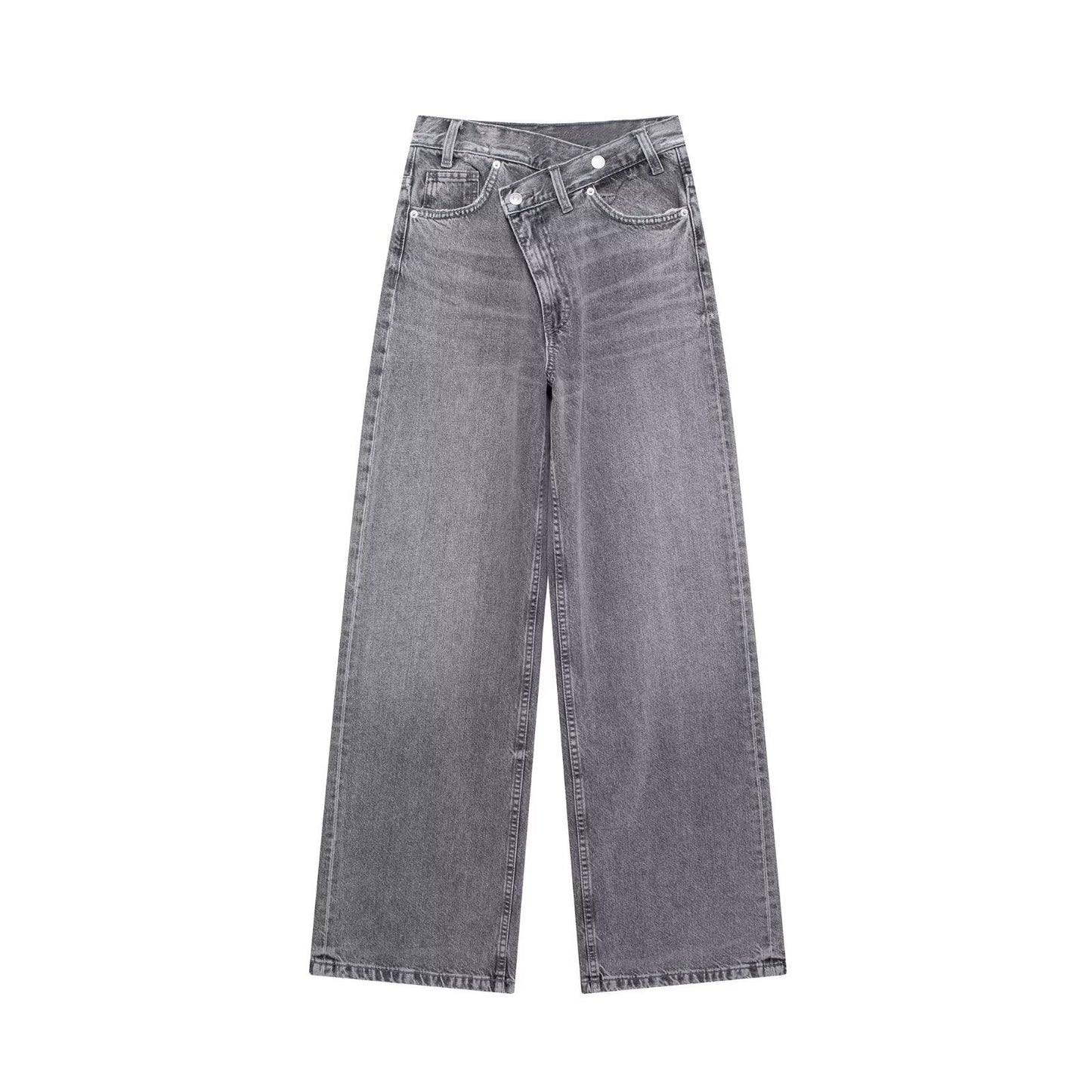Jean large taille haute confortable, décontracté et polyvalent au quotidien