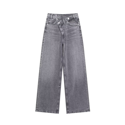 Jean large taille haute confortable, décontracté et polyvalent au quotidien