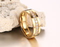 Bague de couple en acier titane simple, bague plaquée or, bijoux en diamant