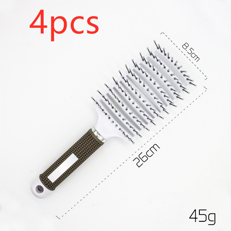 Cepillo para el cabello antinudos Brushy, desenredante para mujer, cerdas de nailon, masajeador de cuero cabelludo, peine para el cabello