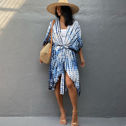Robe de plage de villégiature en polyester anti-UV pour femmes