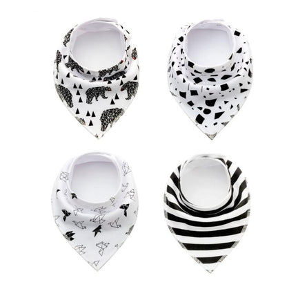 Lot de 4 bavoirs imprimés flèche vague triangle, accessoires bavoir bandana en coton pour bébé