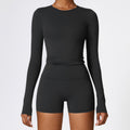 Top de manga larga ajustado para mujer, moda yoga, ropa deportiva de fitness para mujer