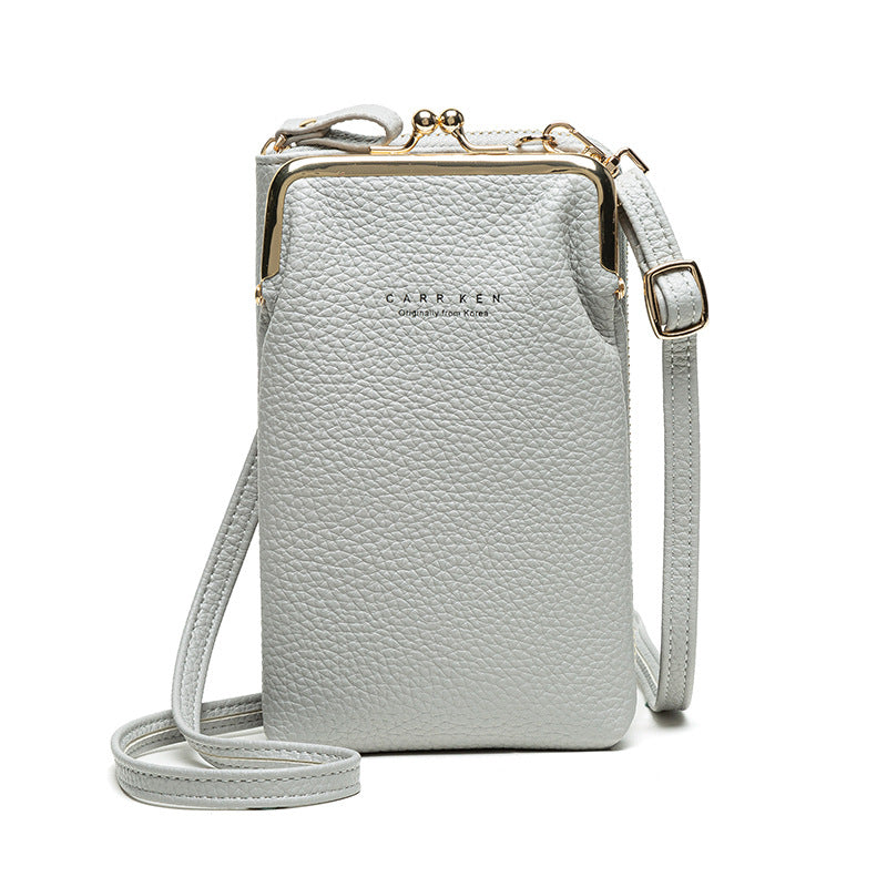 Bolso de Hombro Diagonal de Color Sólido con Patrón Lichi a la Moda