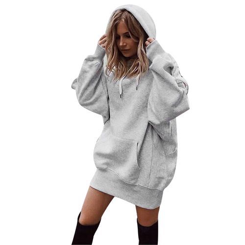 Pull épais à capuche ample et manches longues pour femme