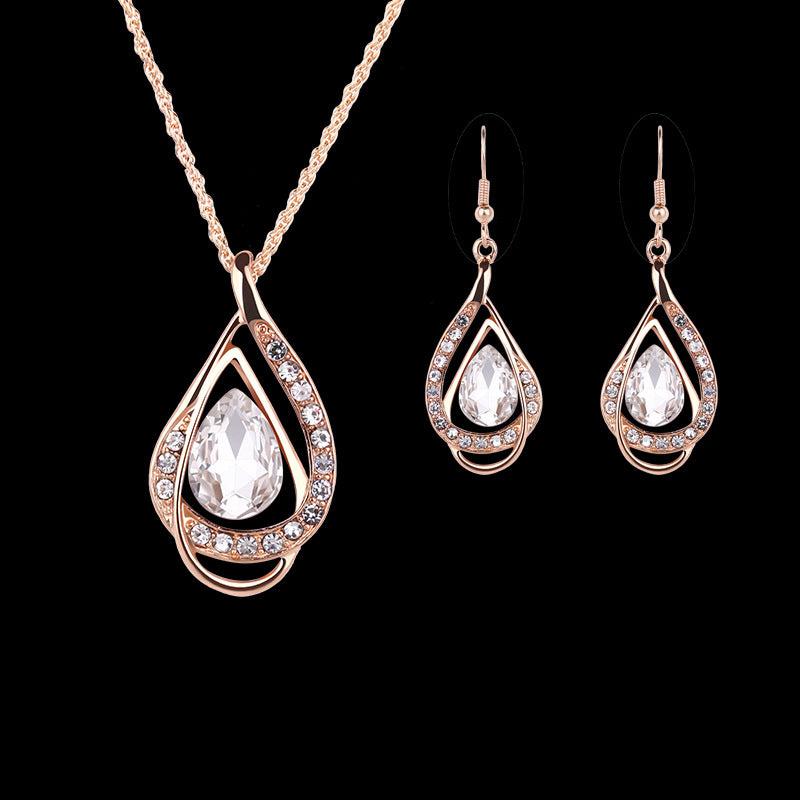 Parure collier boucles d'oreilles rétro deux pièces
