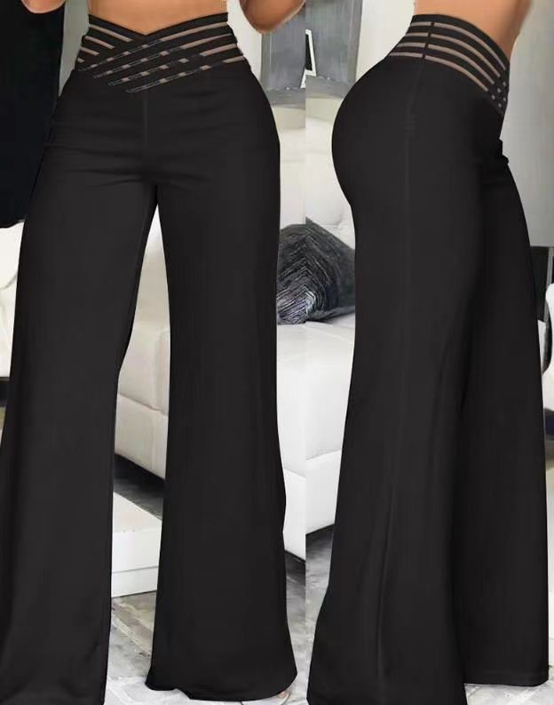 Pantalon micro-évasé à ceinture ajourée