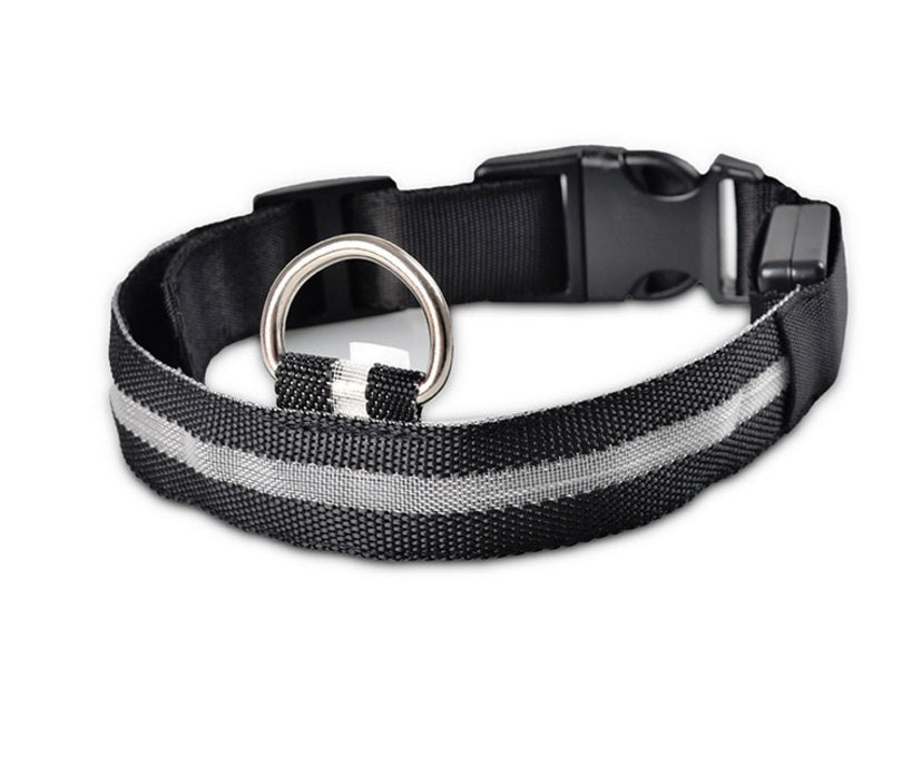 Collar luminoso de nailon con LED para mascotas, de seguridad nocturna, intermitente, que brilla en la oscuridad, correa ajustable para perros y gatos, suministros para mascotas