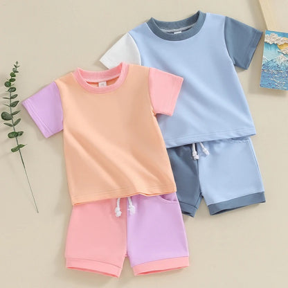 Ensemble deux pièces T-shirt manches courtes et short assortis couleurs mignonnes