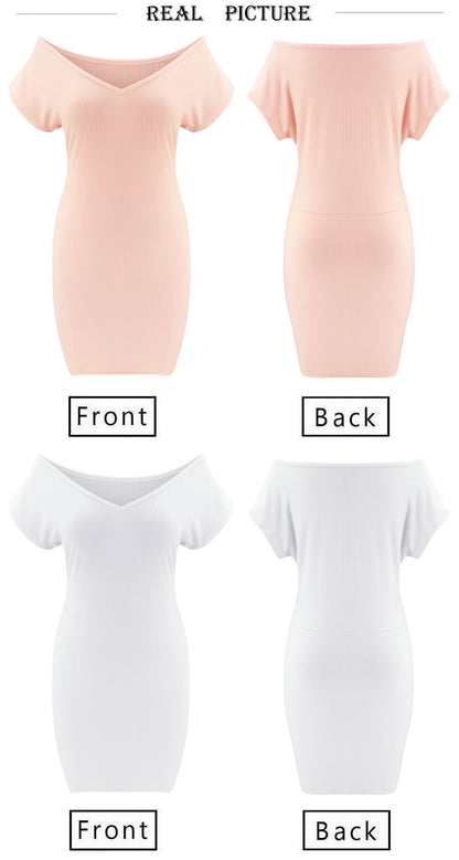Robe ajustée unie à col en V