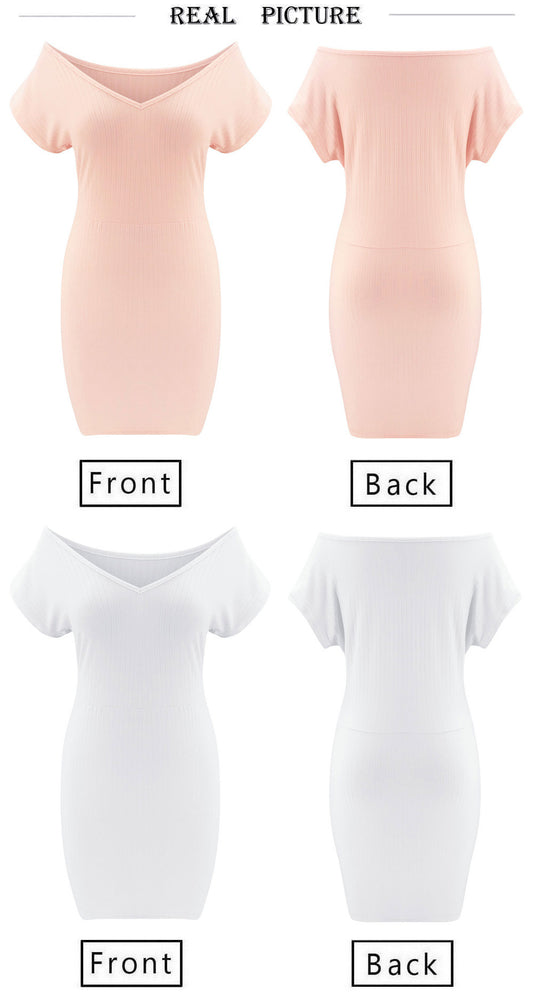 Vestido ceñido de cuello V de color liso