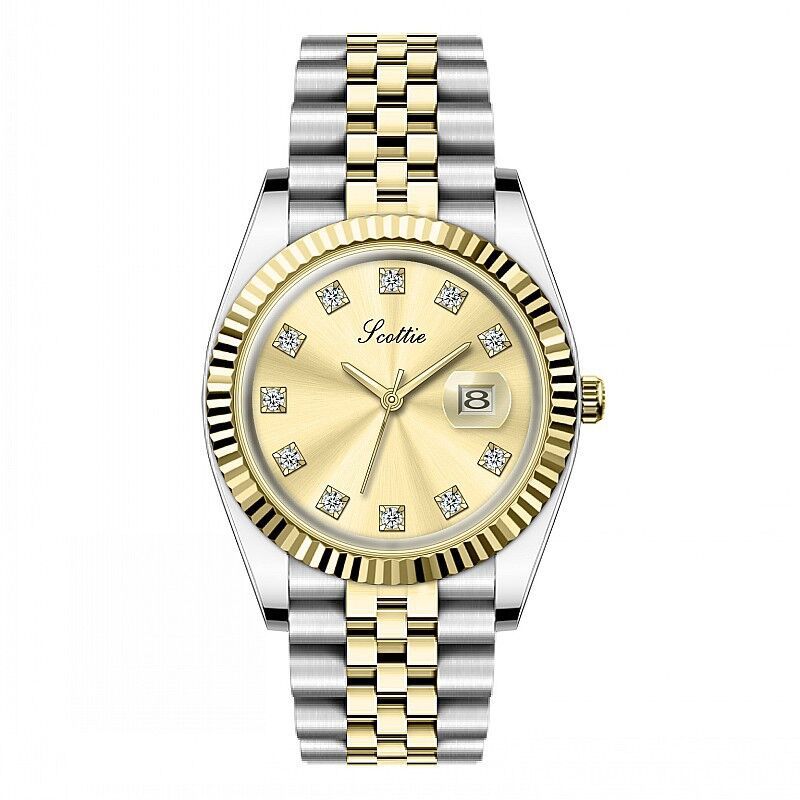 Montre femme simple et élégante en acier avec calendrier