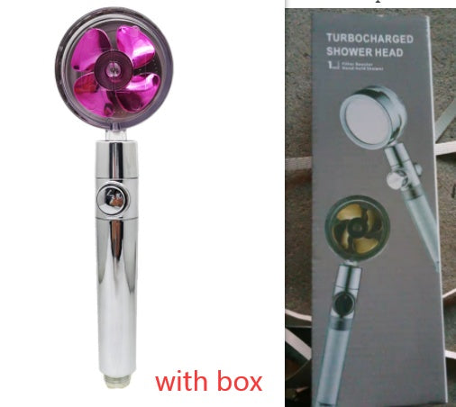 Cabezal de Ducha con Ahorro de Agua, Flujo Giratorio 360 Grados con Pequeño Ventilador, Boquilla Rociadora de Alta Presión de Lluvia de ABS, Accesorios de Baño