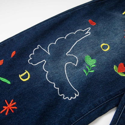 Dapeng Embroidered Cowboy Bending Knife Pants