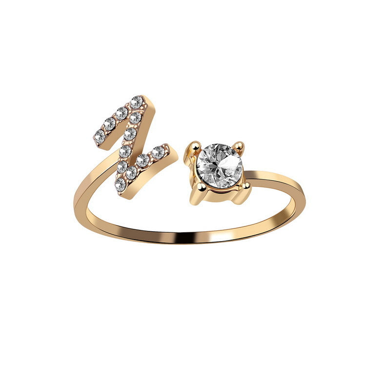 Anillo ajustable de nuevo diseño con 26 letras iniciales, joyería de moda para mujer, joyería simple y elegante