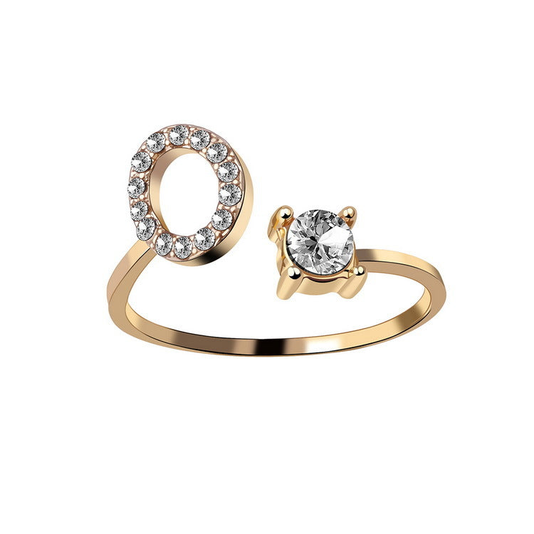 Anillo ajustable de nuevo diseño con 26 letras iniciales, joyería de moda para mujer, joyería simple y elegante