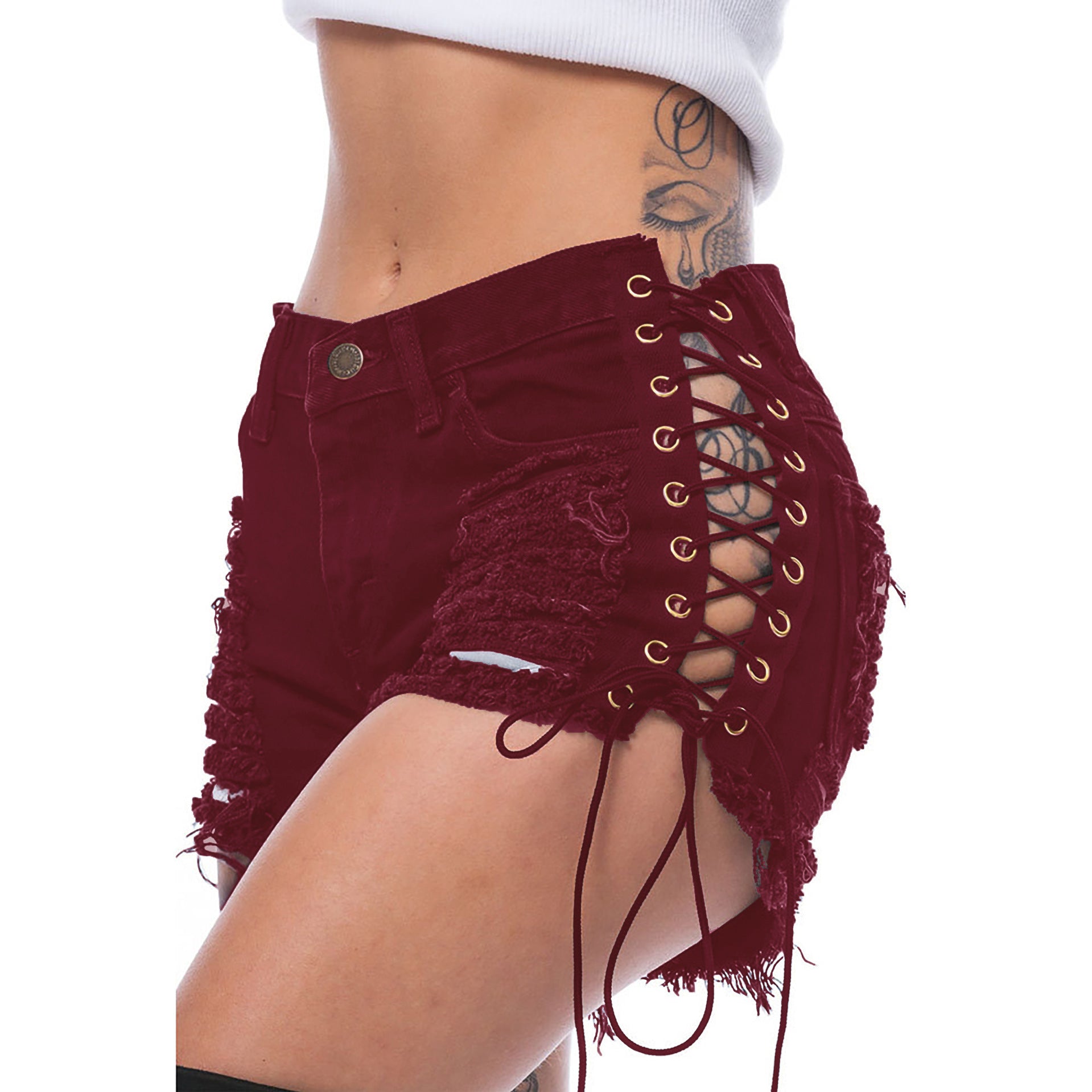 Pantalones cortos de mujer rasgados de mendigo para discoteca, de vendaje, estilo hot pants