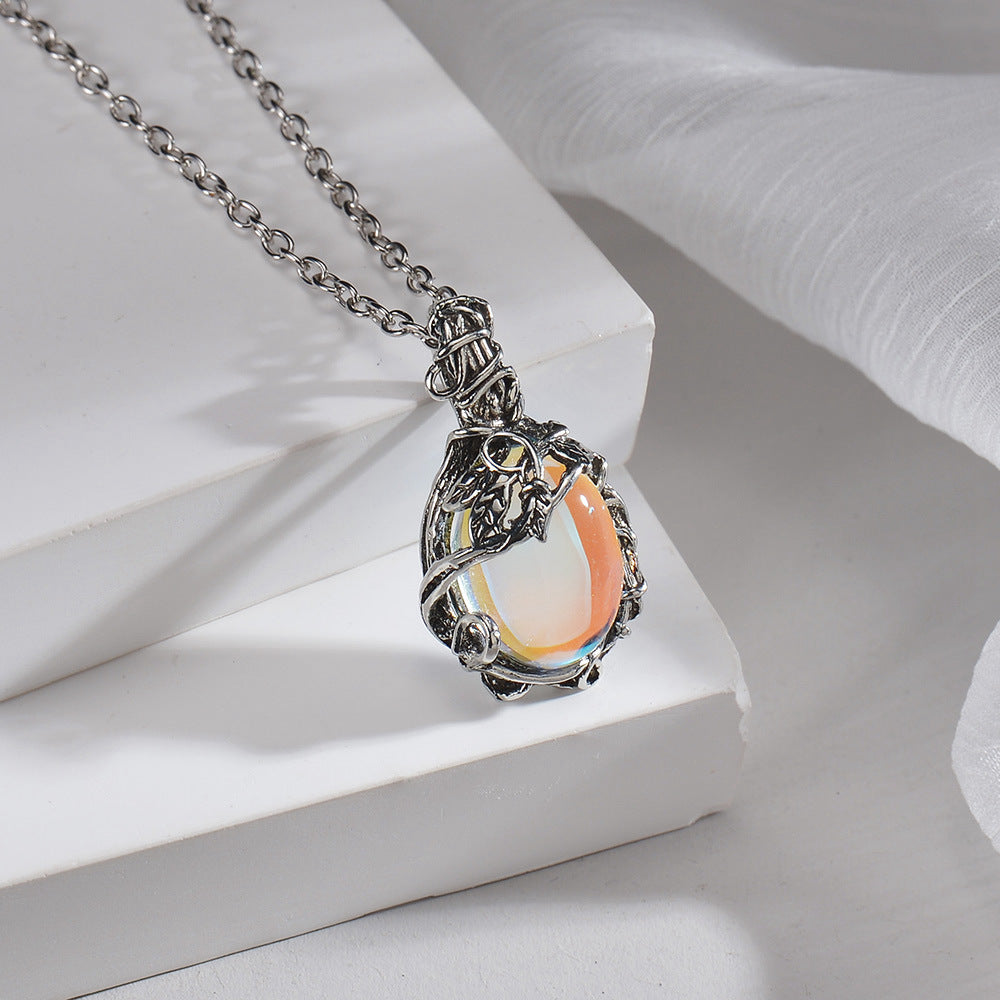 Collier ornement Pierre de lune Fendu Amour Femme