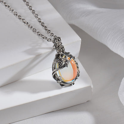 Collier ornement Pierre de lune Fendu Amour Femme