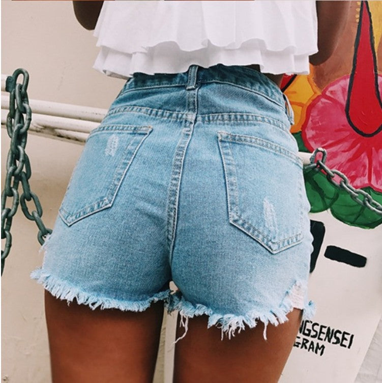 Shorts en jean déchirés classiques style rétro pour femmes