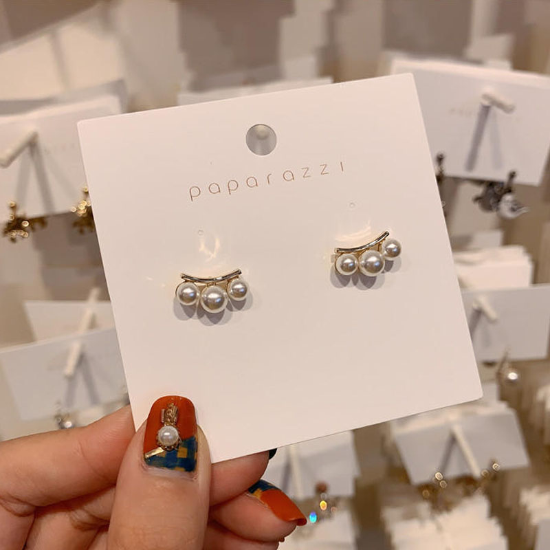 Female Retro 925 Silver Needle Pearl Earrings