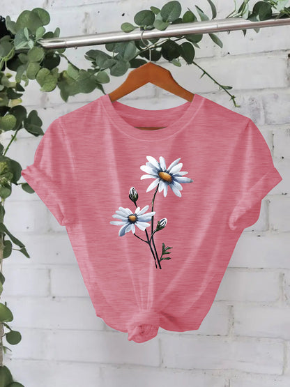 Floral printed T-shirt short sleeved shirt