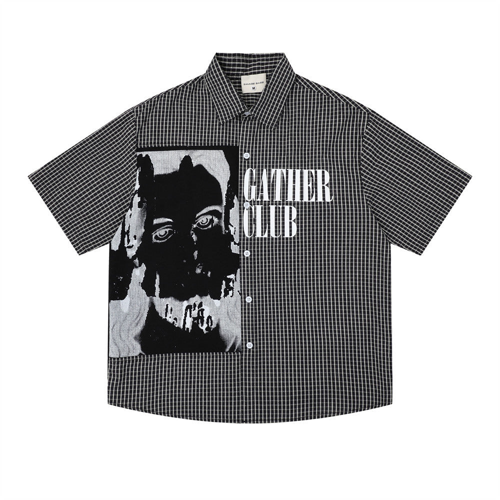 Portrait printed short sleeved shirt