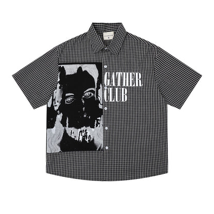 Portrait printed short sleeved shirt