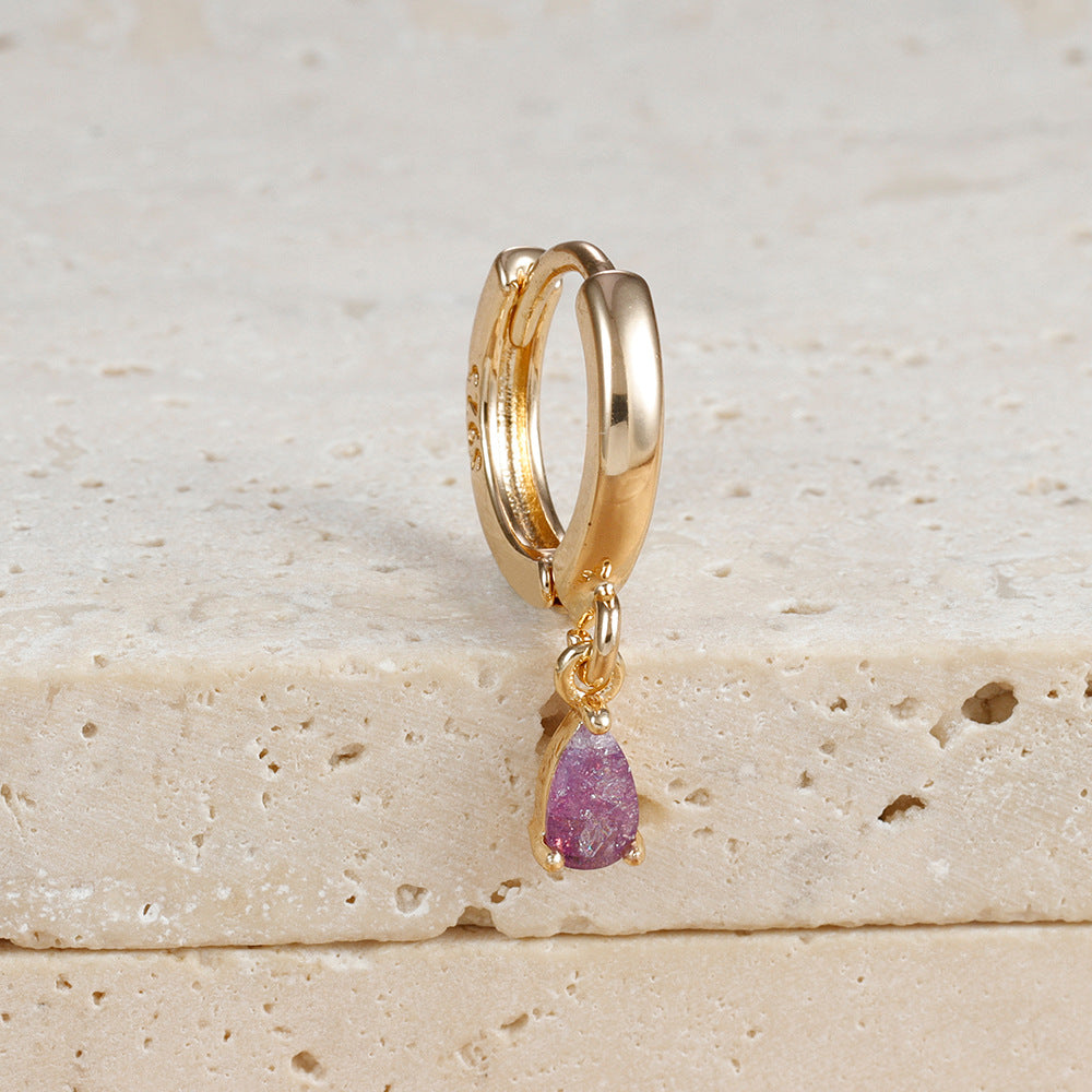 Boucles d'oreilles Micro-incrustées de zircons, cristaux colorés en forme de goutte