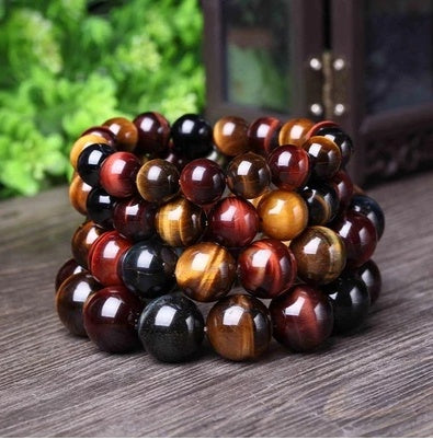 Pulsera de Ojo de Tigre Piedra de Cristal Natural Pulsera de Cuentas de Buda