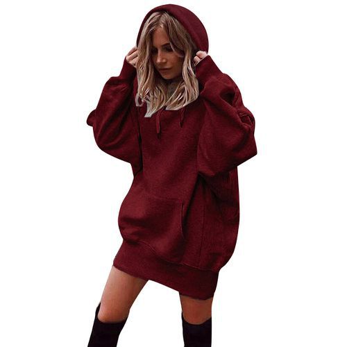 Pull épais à capuche ample et manches longues pour femme