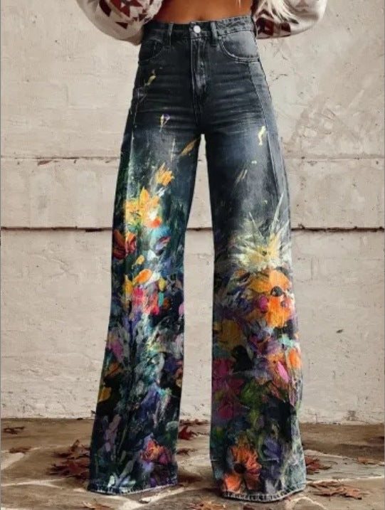 Pantalones casuales de mezclilla de talla grande para mujer europea y americana