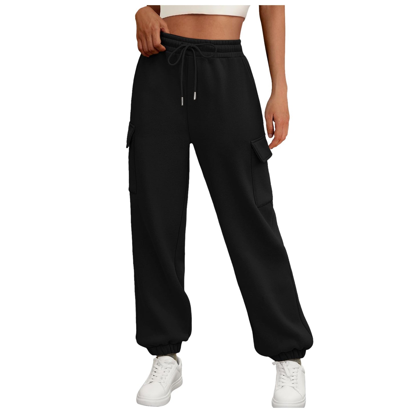 Pantalones deportivos para mujer, forro polar, holgados, atléticos, jogger con bolsillos, pantalones cargo casuales de moda para otoño, conjuntos de otoño
