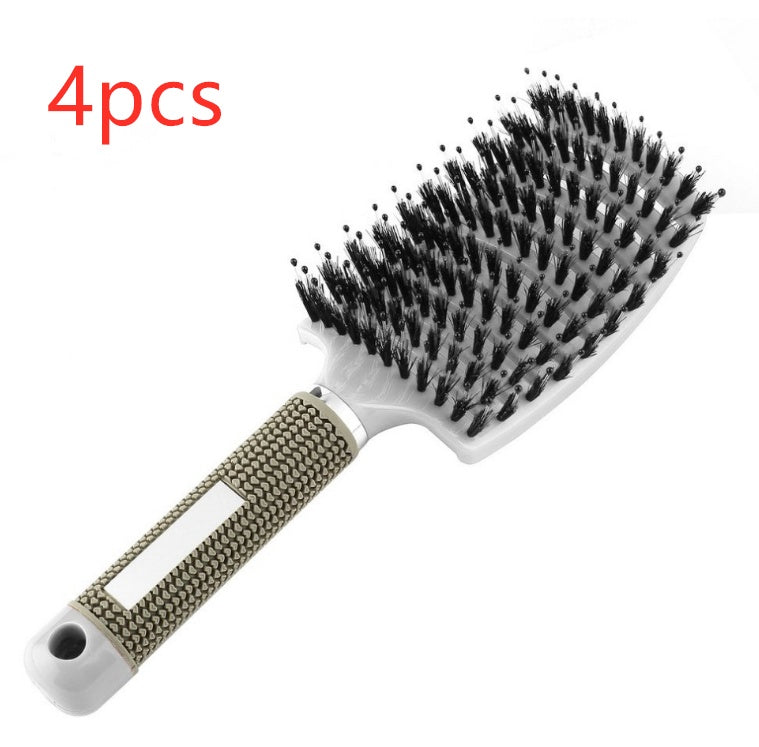 Cepillo para el cabello antinudos Brushy, desenredante para mujer, cerdas de nailon, masajeador de cuero cabelludo, peine para el cabello