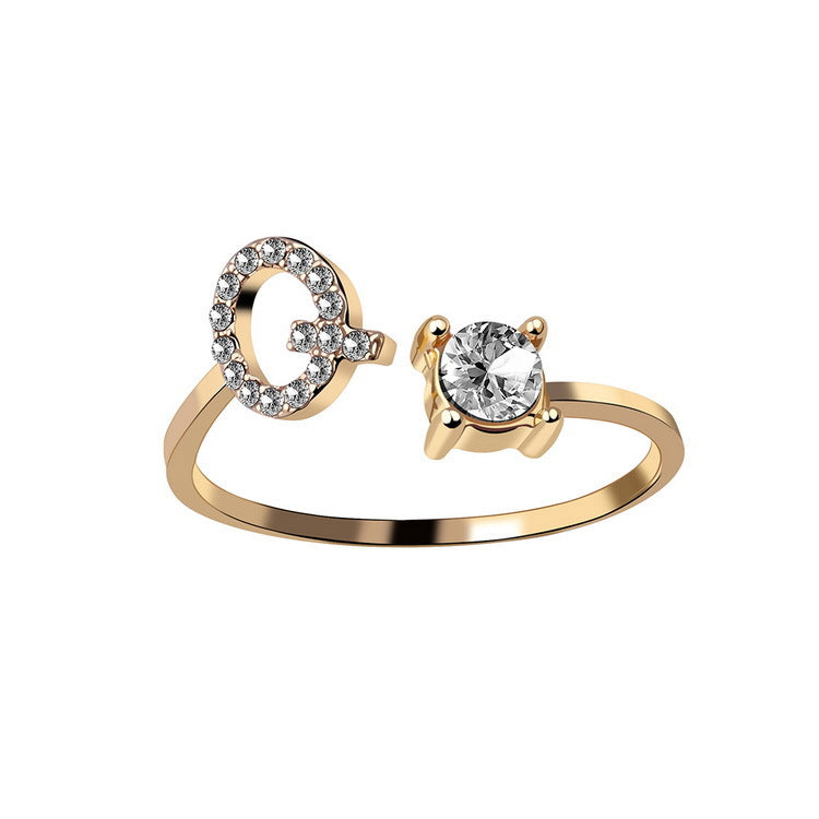 Anillo ajustable de nuevo diseño con 26 letras iniciales, joyería de moda para mujer, joyería simple y elegante